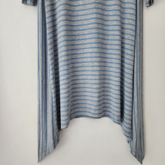 NEW MATILDA JANE Her Majesty Dress Gray Blue Stripe Shark Bite Hem womens size M - Picture 3 of 8